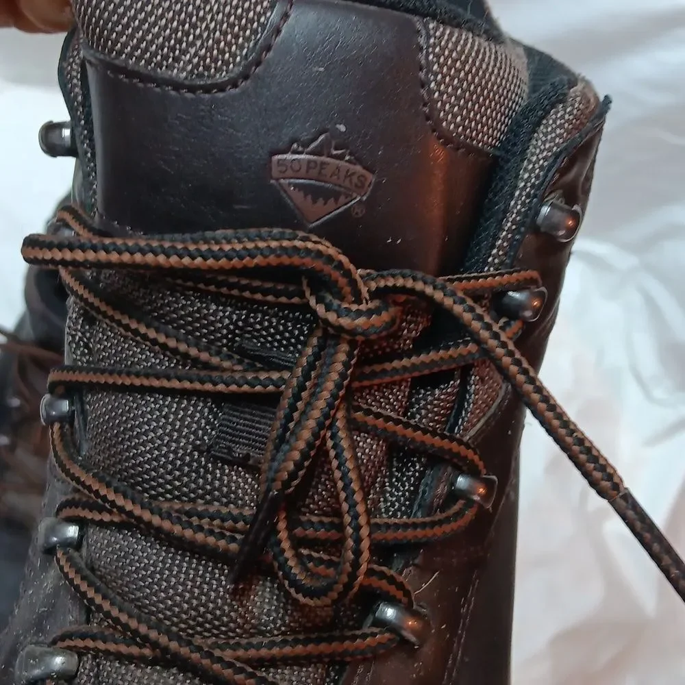 50 Peaks Men's Brown Hiking Waterproof Boots Size 10.5